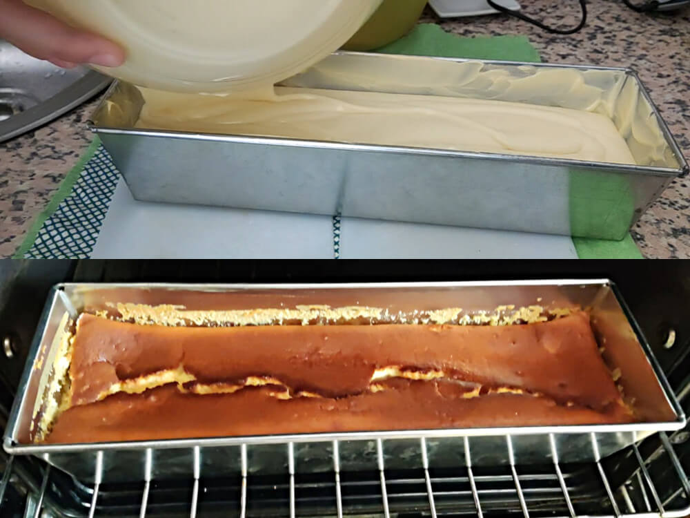 tarta-de-queso-horno-repartir-mezcla-en-molde-hornear-tarta-resultado-final.